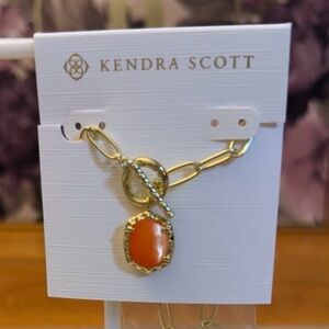 Kendra Scott Daphne Gold Link and Chain Necklace Coral Pink Mother-of-Pearl NWT